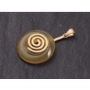 Honey Jade Stone Pendant Donut 30mm with Spiral Brass / Gold