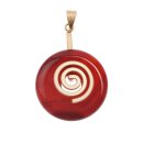 Red Line Agate Stone Pendant Donut 30mm with Spiral Brass...