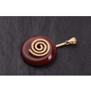 Red Line Agate Stone Pendant Donut 30mm with Spiral Brass / Gold