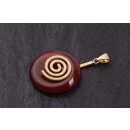 Red Line Agate Stone Pendant Donut 30mm with Spiral Brass...