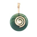 Green Agate Stone Pendant Donut 30mm with Spiral Brass /...