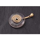 Light Amethyst Stone Pendant Donut 30mm with Spiral Brass...