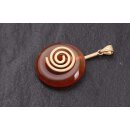Red Line Agate Stone Pendant Donut 30mm with Spiral Brass / Gold