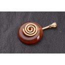 Red Line Agate Stone Pendant Donut 30mm with Spiral Brass...