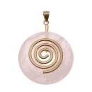 Rose QZ Stone Pendant Donut 38mm with Spiral Brass / Gold