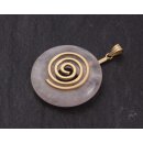 Rose QZ Stone Pendant Donut 38mm with Spiral Brass / Gold