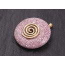 Dusky Orchid Doughnut/Donut/Ring Resin Pendant 50mm with Spiral Brass / Gold