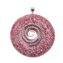 Ibis Rose Doughnut/Donut/Ring Resin Pendant 50mm with Spiral Brass Silber Plated