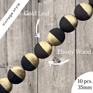 Wood & Gold Leaf Ufo / ca.35mm / 10pcs.