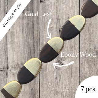 Holz vergoldet flat oval  / ca. 48x28x5mm / 7pcs.