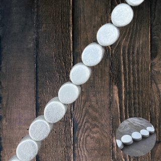 Silver leaf laminated slanted cut oval I ca.30x25x15mm I  I 14 pcs.