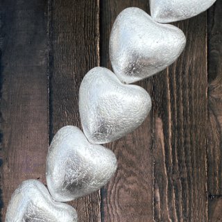 Silver leaf laminated heart I ca.33x33x15mm I  I 6 pcs.