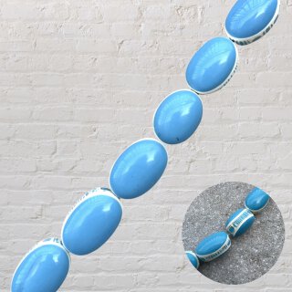 Knochen mit Gießharz oval turquoise  / ca.24x17x13mm / 17pcs.