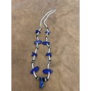 Zuni Fetish Necklace long Dark Blue Birds with Inlay Pendant