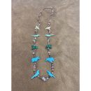 Zuni Fetish Necklace long Turquoise Birds with Purple...