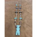 Zuni Fetish Necklace long Multicolor with Large Turquoise...
