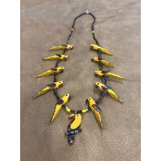 Zuni Parrot Necklace long Yellow with Toucan Pendant