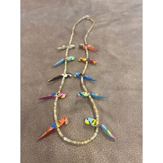 Zuni Parrot Necklace long Multicolor Mix with Toucan