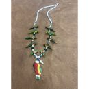 Zuni Parrot Necklace long Green with Large Toucan
