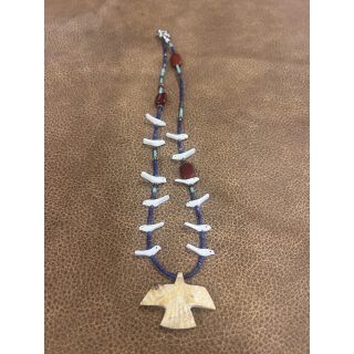 Zuni Fetish Necklace short Blue with Eagle Pendant