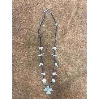 Zuni Fetish Necklace short Purple Mix with Eagle