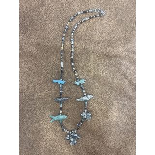 Zuni Fetish Necklace short Earth Tones with Birds