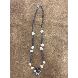 Zuni Fetish Necklace short Blue-Red with Bear