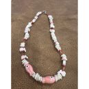 Zuni Necklace short White-Pink with Fish
