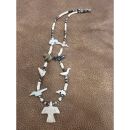 Zuni Fetish Necklace short Beige Heishi with Eagle