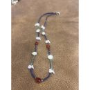 Zuni Fetish Necklace short Blue-Red with Birds