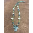 Zuni Fetish Necklace short Turquoise-Green with Eagle