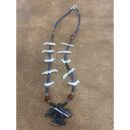 Zuni Fetish Necklace short Dark Blue with Black Eagle