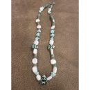 Zuni Necklace short Light Blue-White with Birds