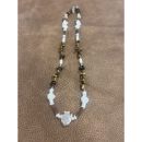 Zuni Fetish Necklace short Gold-Brown with Clear Pendant