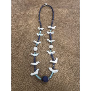 Zuni Fetish Necklace short Dark Blue-Turquoise Choker with Birds