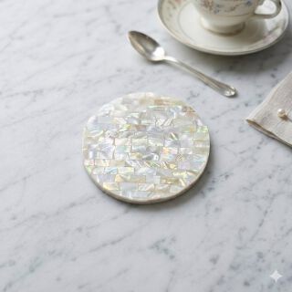 Whitelip Shell Mosaic Coaster  I 9cm Round Mother of Pearl I 1pcs.