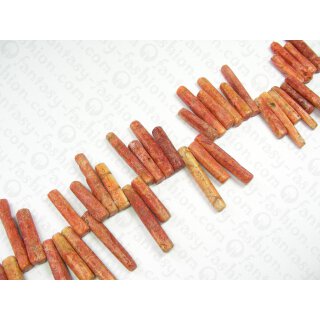 Apple coral stone beads Sticks ca. 30-45x7mm / 1 String (40cm)