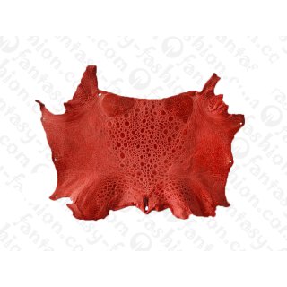 Krötenleder - ganze Haut LIGHT RED SHINY / ca. 10x4cm